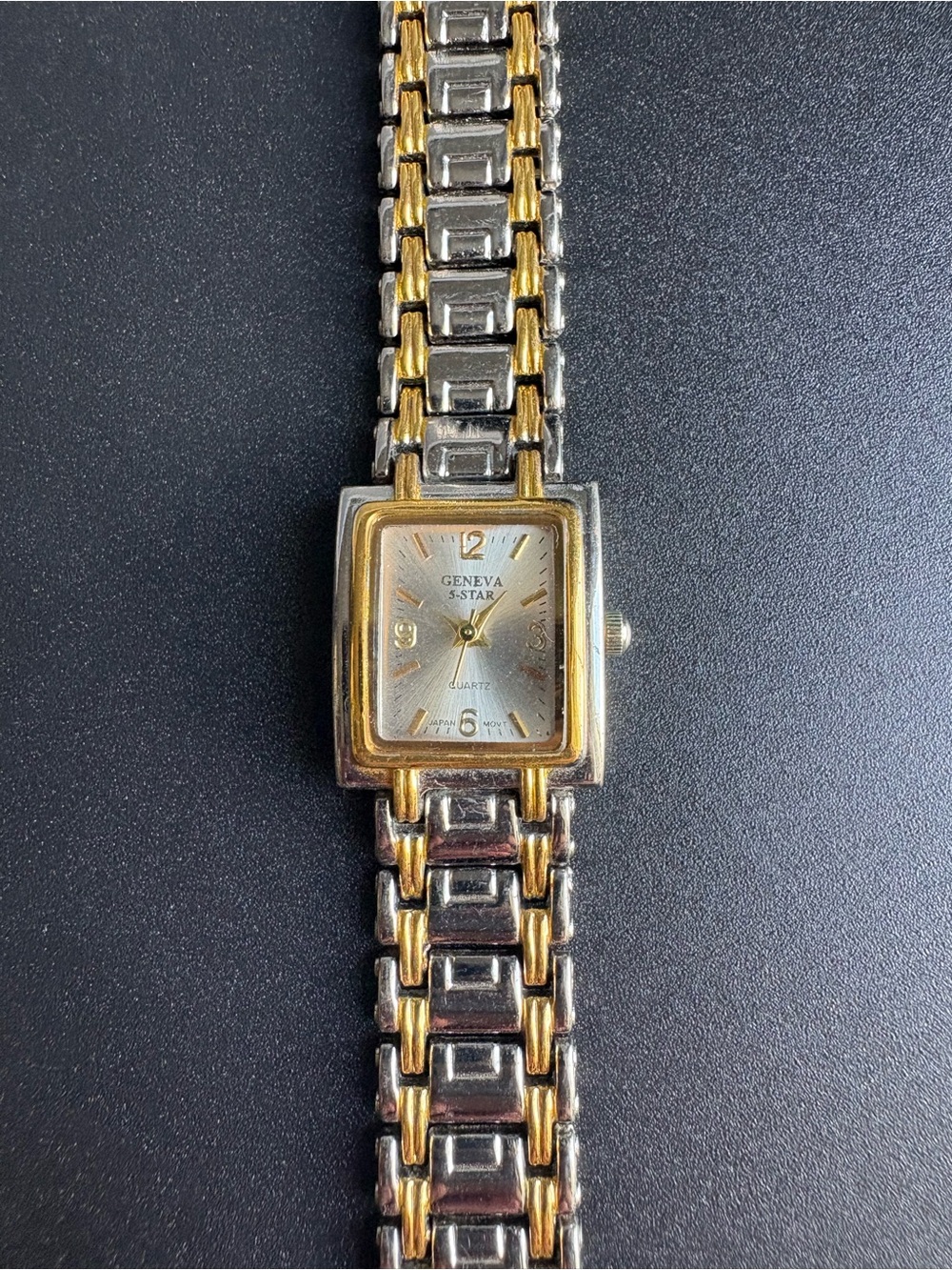 Geneva 5-Star Womens Two-Tone Square Face Quartz Watch - Gold & Silver